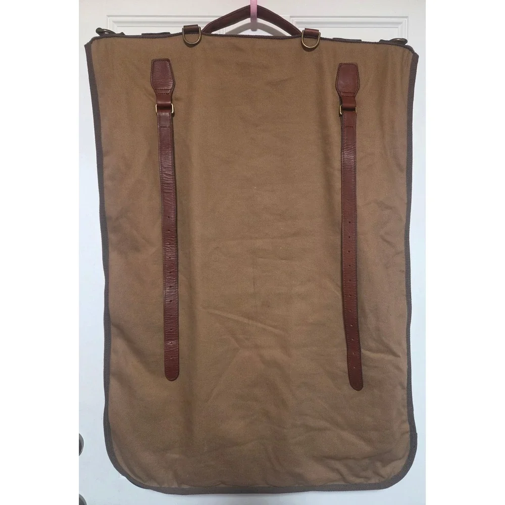 Duluth Trading Canvas Leather One Night Stand Garment Bag Suit Carrier Travel